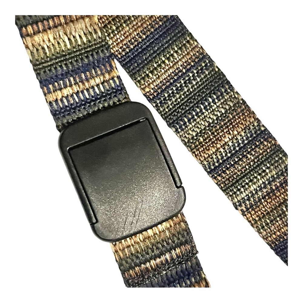 Men’s Bison multi color woven belt black plastic slide through buckle size large